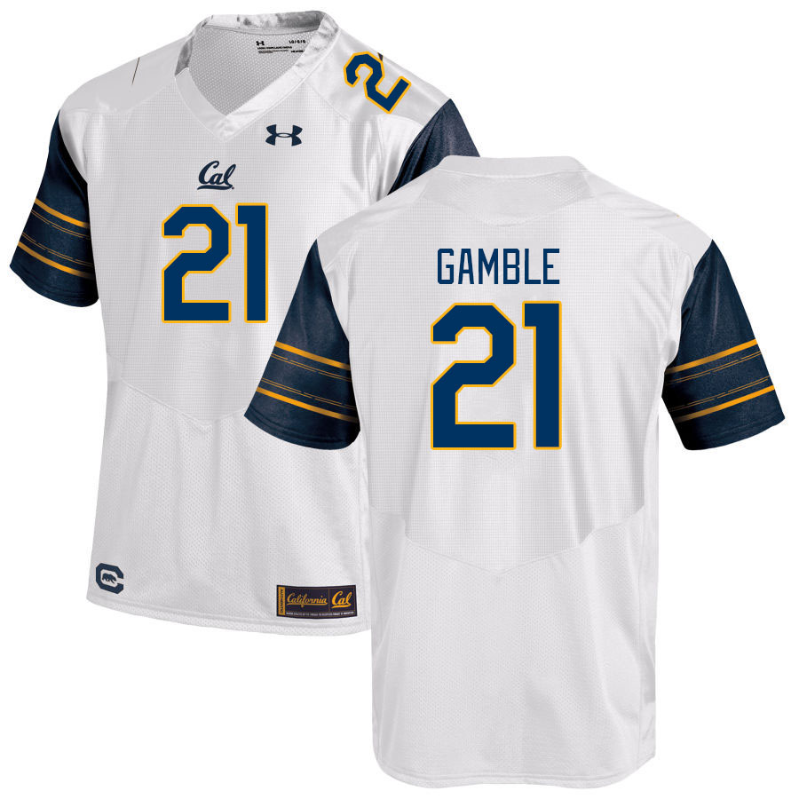 Men #21 Collin Gamble California Golden Bears College Football Jerseys Stitched Sale-White - Click Image to Close